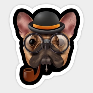 Hipster Bulldog Sticker